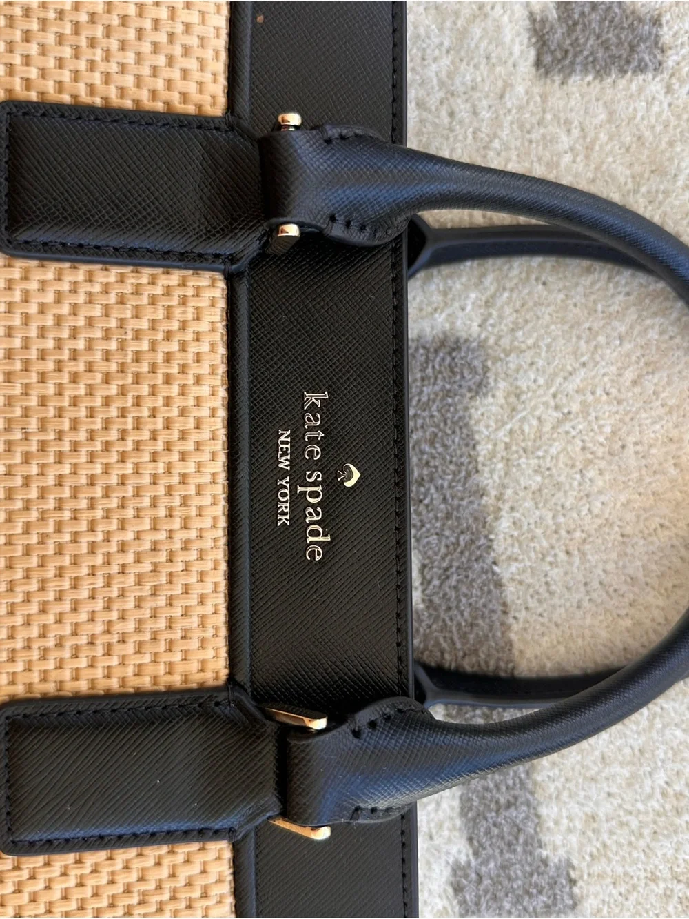 kate spade Beige and Black Woven Tote